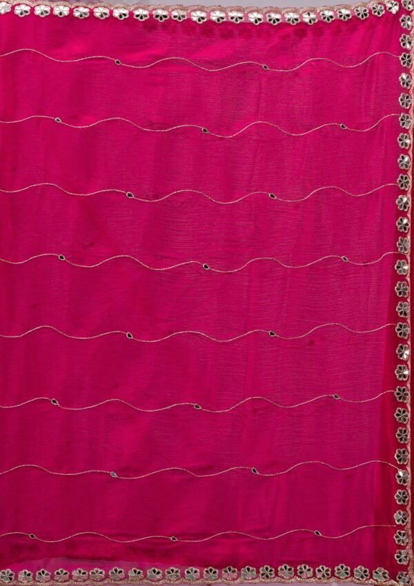 Exquisite Rani Pink Georgette Saree with Stunning Mirrorwork - Image 8