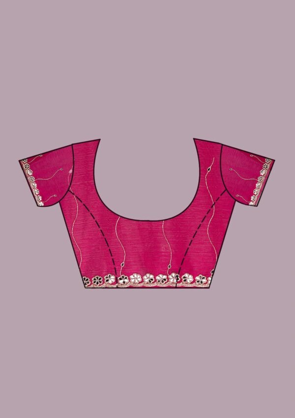 Stunning Rani Pink Georgette Saree with Elegant Mirrorwork - Image 9