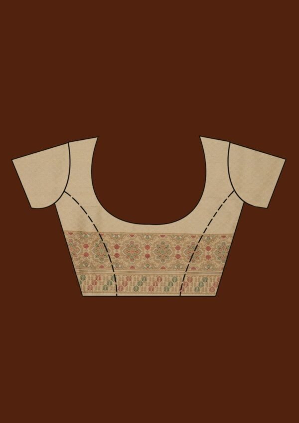 Elegant Beige Art Silk Saree with Intricate Zari Work - Image 9