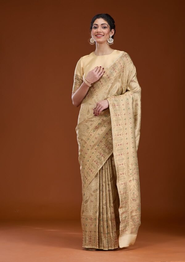 Elegant Beige Art Silk Saree with Intricate Zari Work - Image 4