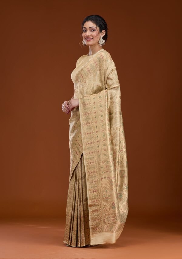 Elegant Beige Art Silk Saree with Intricate Zari Work - Image 5