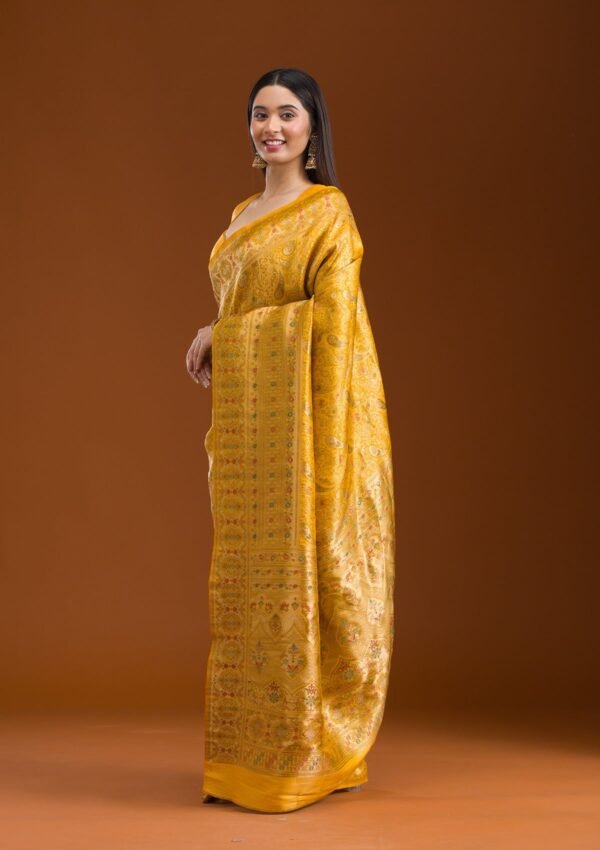Elegant Mustard Art Silk Saree with Intricate Zariwork - Image 5