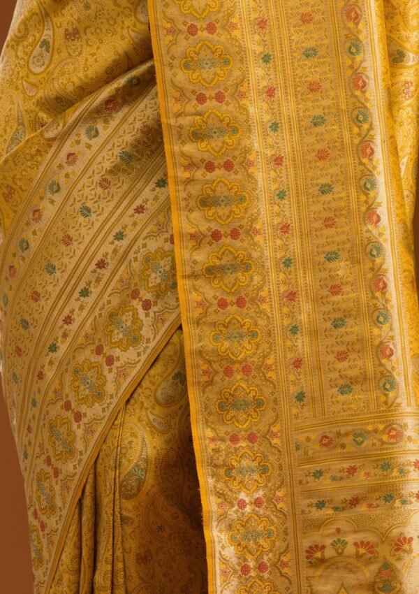 Elegant Mustard Art Silk Saree with Intricate Zariwork - Image 7