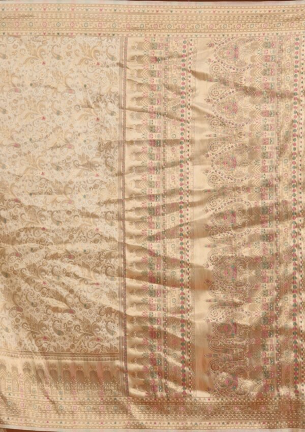 Elegant Beige Zari Work Art Silk Saree - Image 8