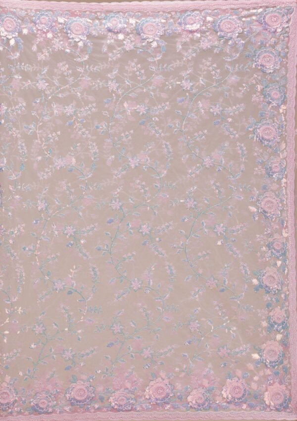 Glamorous Baby Pink Sequin-Embellished Tissue Saree - Image 8