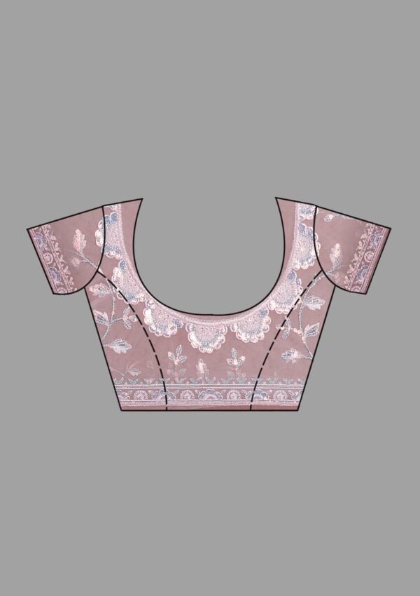 Sparkling Baby Pink Sequined Tissue Saree - Image 9