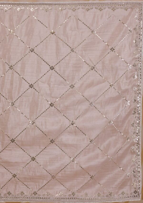 Elegant Beige Gotapatti Organza Saree for a Timeless Look - Image 7