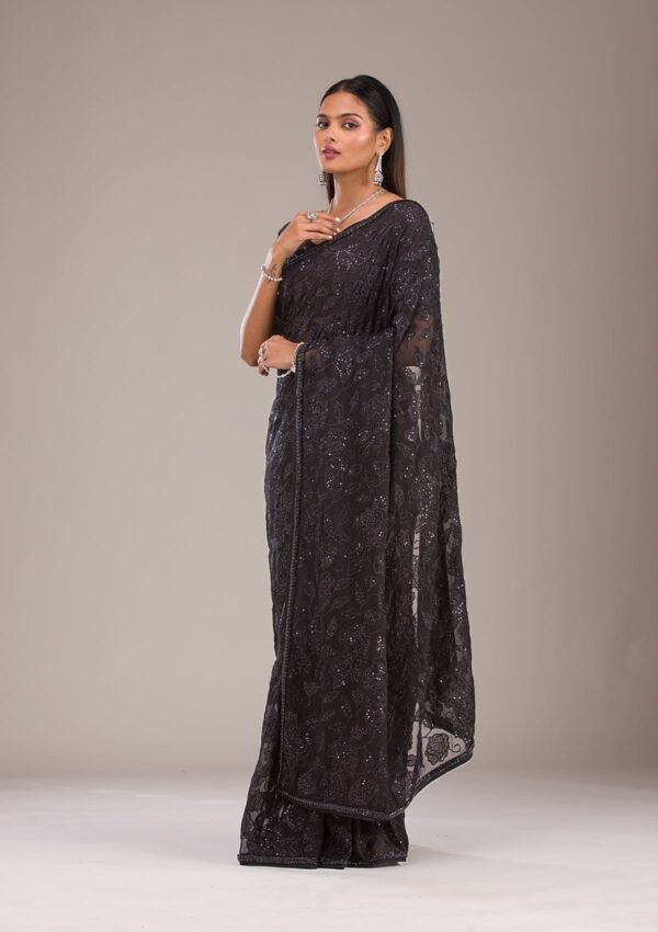 Elegant Black Cutdana Tissue Saree for Timeless Style - Image 5