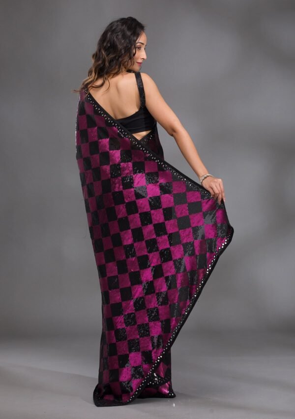 Elegant Black Georgette Saree with Shimmering Sequins - Image 2