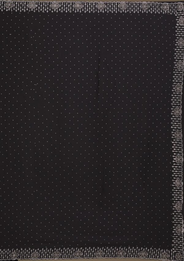 Elegant Black Satin Saree with Swarovski Accents - Image 10