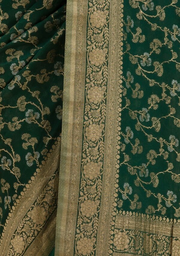 Elegant Bottle Green Georgette Saree with Stunning Zariwork - Image 7