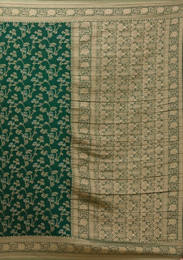 Elegant Bottle Green Georgette Saree with Stunning Zariwork - Image 8
