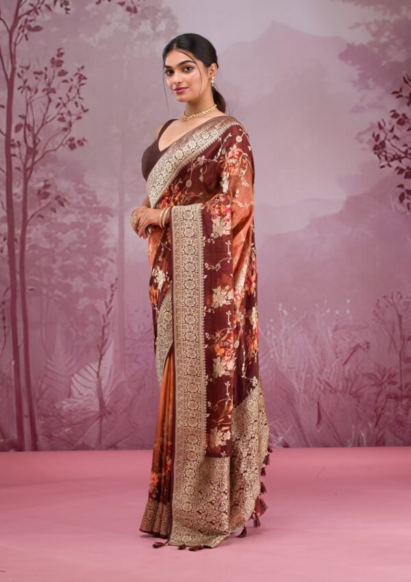 Elegant Brown Georgette Saree with Stunning Print - Image 4