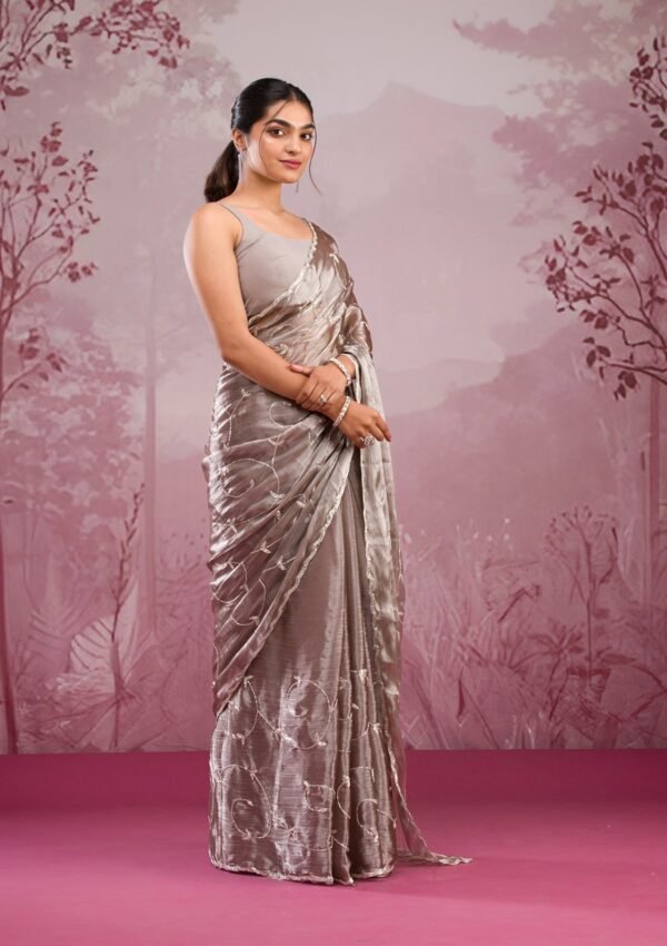 Elegant Copper Cutdana Georgette Saree for a Stunning Look - Image 3