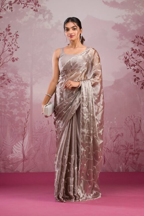 Elegant Copper Cutdana Georgette Saree for a Stunning Look