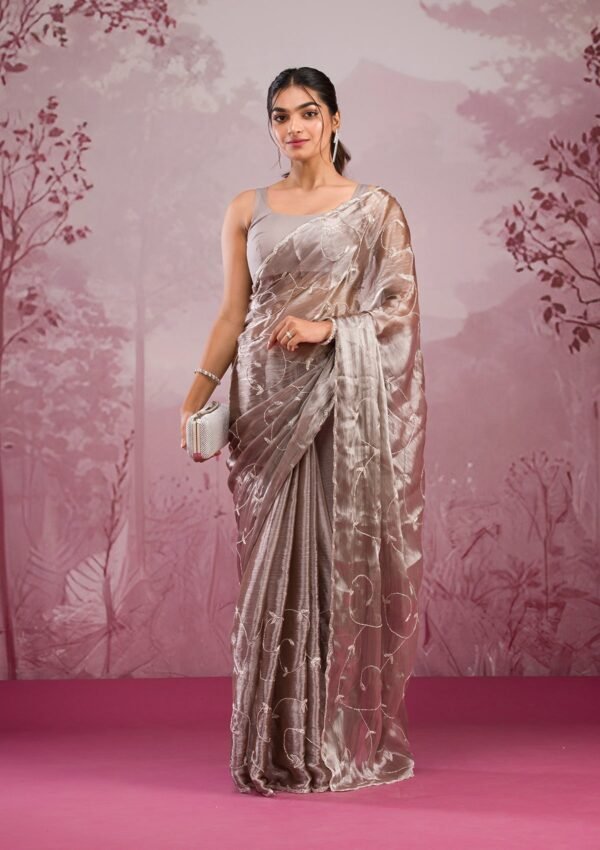 Elegant Copper Cutdana Georgette Saree for a Stunning Look