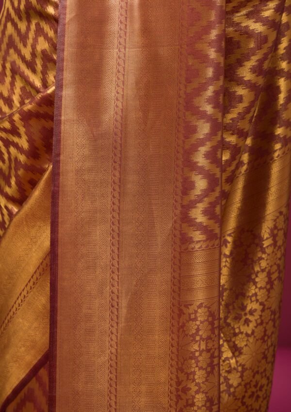 Elegant Copper Zariwork Soft Silk Saree - Image 9