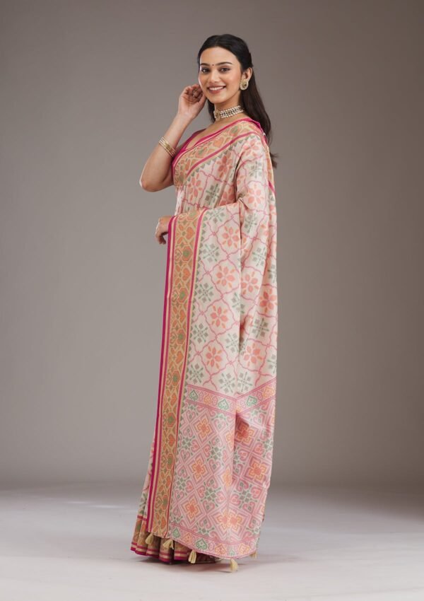 Elegant Cream Art Silk Saree with Exquisite Threadwork - Image 5