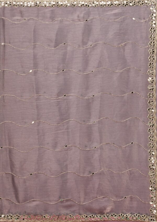 Elegant Grey Mirrorwork Tissue Saree for a Stunning Look - Image 8