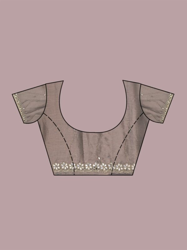 Elegant Grey Mirrorwork Tissue Saree for Stunning Style - Image 9