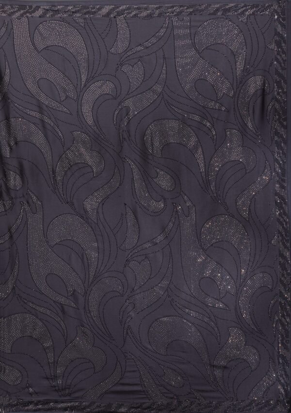 Elegant Grey Satin Saree with Swarovski Accents - Image 8