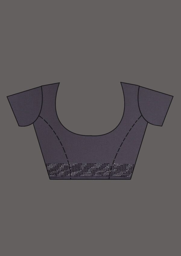 Elegant Grey Satin Saree with Swarovski Accents - Image 9