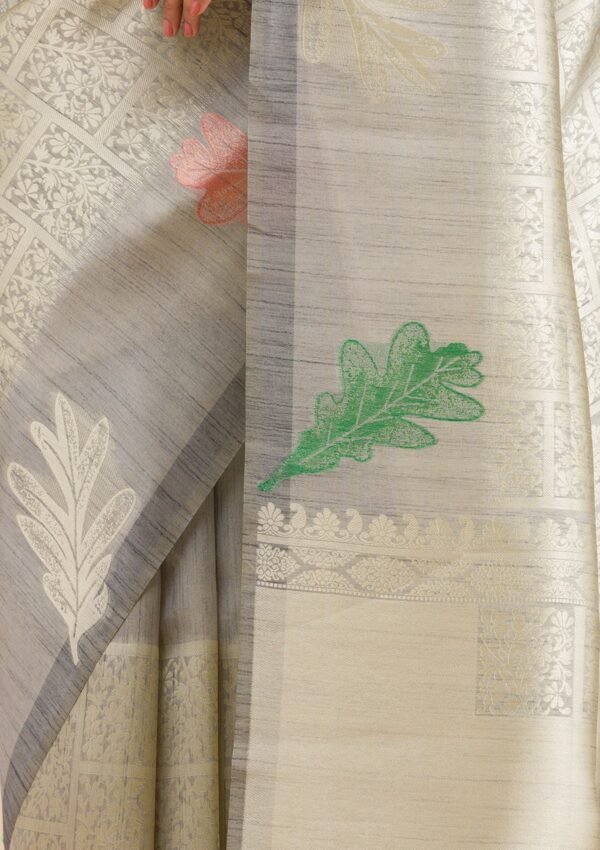 Elegant Grey Zariwork Soft Silk Saree for Timeless Chic - Image 8