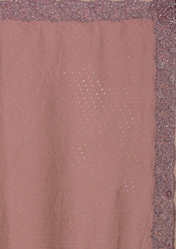 Elegant Lavender Stonework Crepe Designer Saree - Image 9