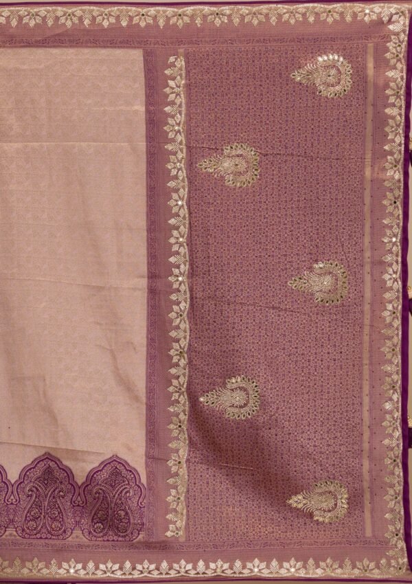 Elegant Lavender Stonework Soft Silk Saree - Image 8