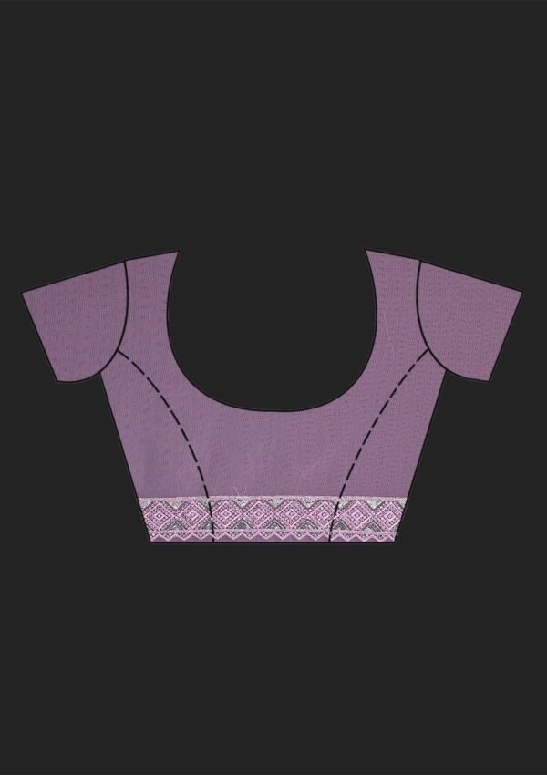 Enchanting Lavender Net Saree with Delicate Threadwork - Image 8