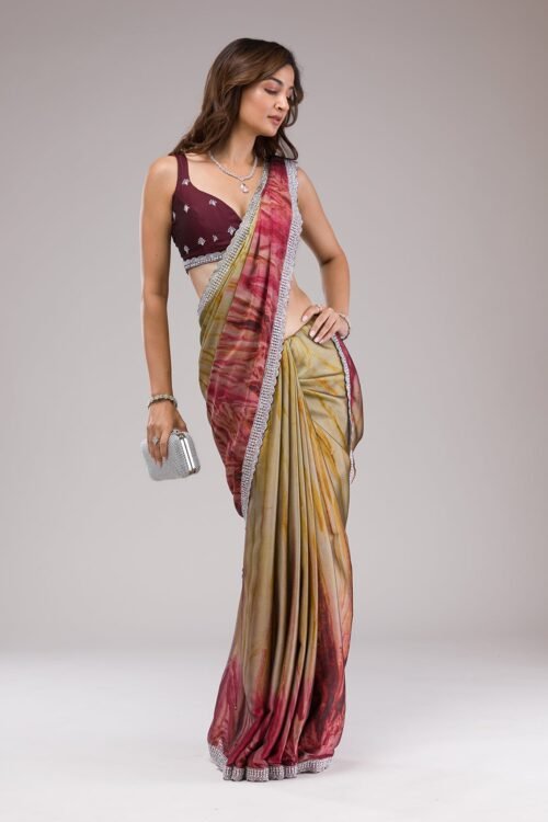 Elegant Maroon Printed Semi Crepe Saree for Timeless Style