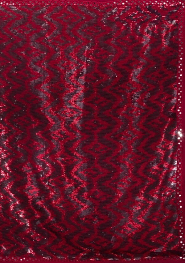 Elegant Maroon Georgette Saree with Sparkling Sequins - Image 8