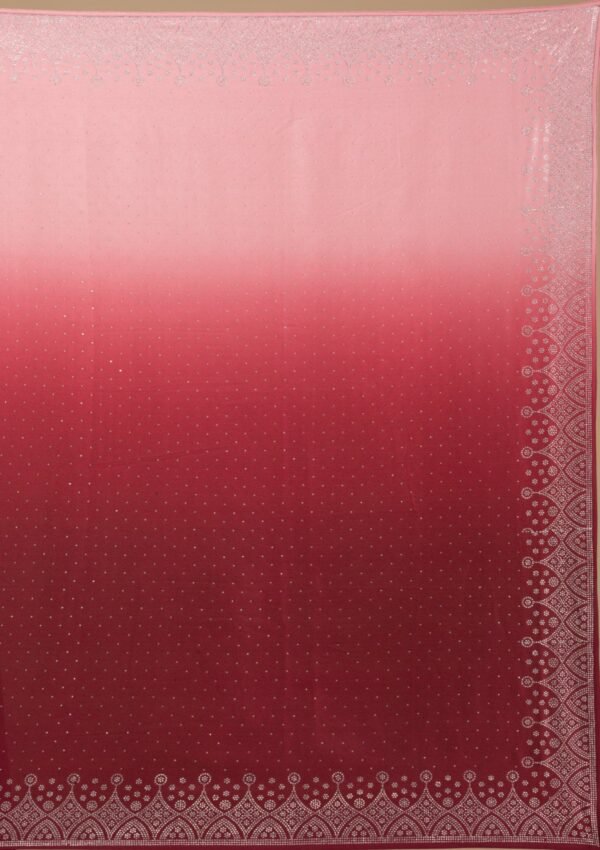 Elegant Maroon Satin Saree with Intricate Stonework - Image 8