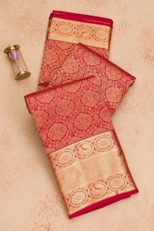 Elegant Maroon Pure Silk Saree with Intricate Zariwork