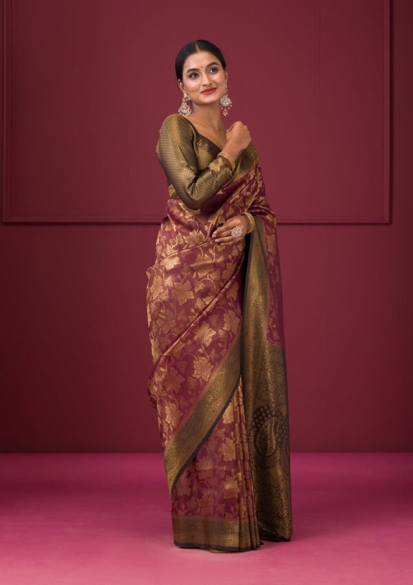 Elegantly Crafted Maroon Soft Silk Saree with Stunning Zariwork - Image 6