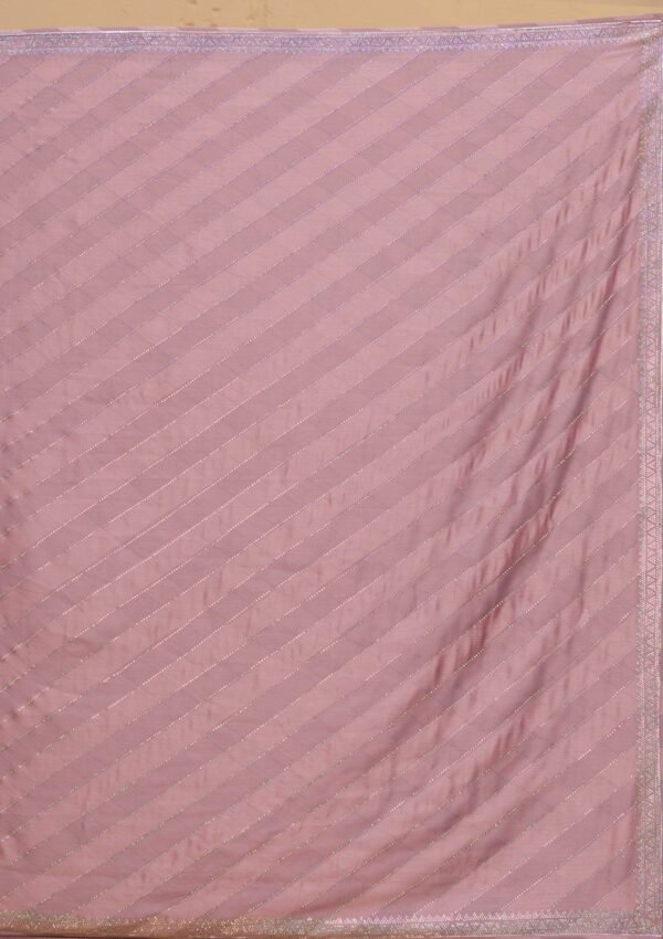 Elegant Mauve Swarovski-Embellished Satin Designer Saree - Image 10