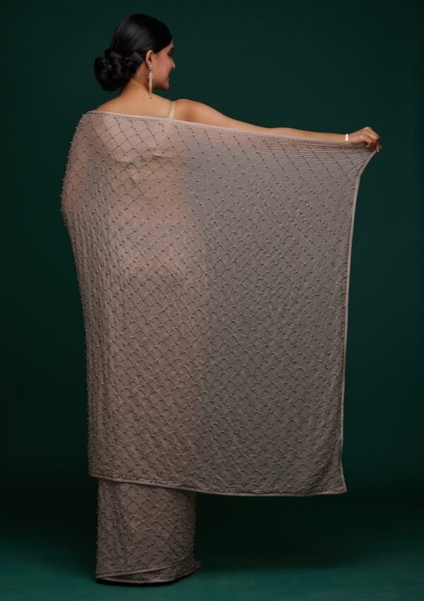 Elegant Mauve Semi Crepe Designer Saree for Work - Image 2