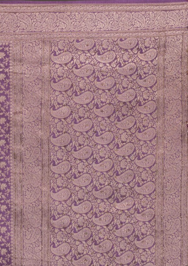 Elegant Mauve Banarasi Silk Saree with Exquisite Zariwork - Image 8