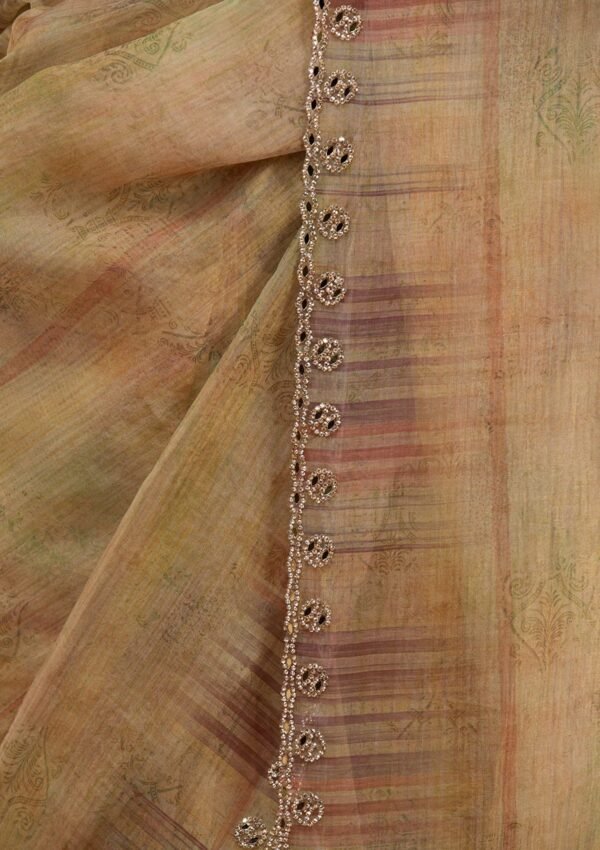 Exquisite Mehendi-Printed Tissue Saree for Elegant Occasions - Image 8