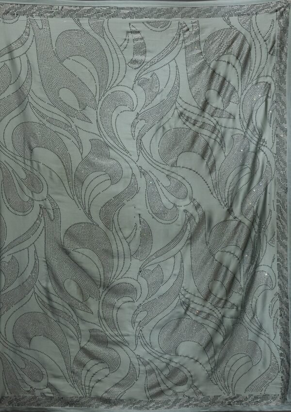 Exquisite Mehendi Swarovski Embellished Crepe Saree - Image 9