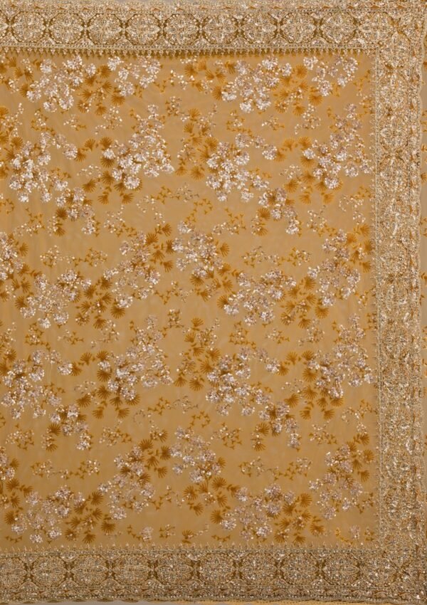 Stunning Mustard Zariwork Net Saree for an Elegant Look - Image 8