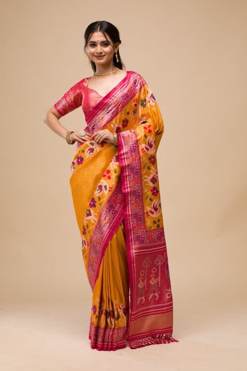 Elegant Mustard Soft Silk Saree with Intricate Zariwork