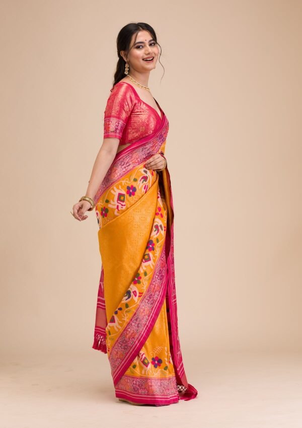 Elegant Mustard Soft Silk Saree with Intricate Zariwork - Image 5