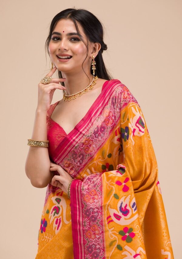 Elegant Mustard Soft Silk Saree with Intricate Zariwork - Image 7