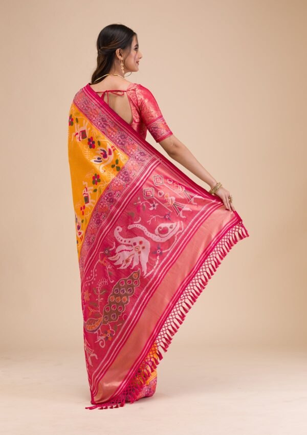 Elegant Mustard Soft Silk Saree with Intricate Zariwork - Image 2