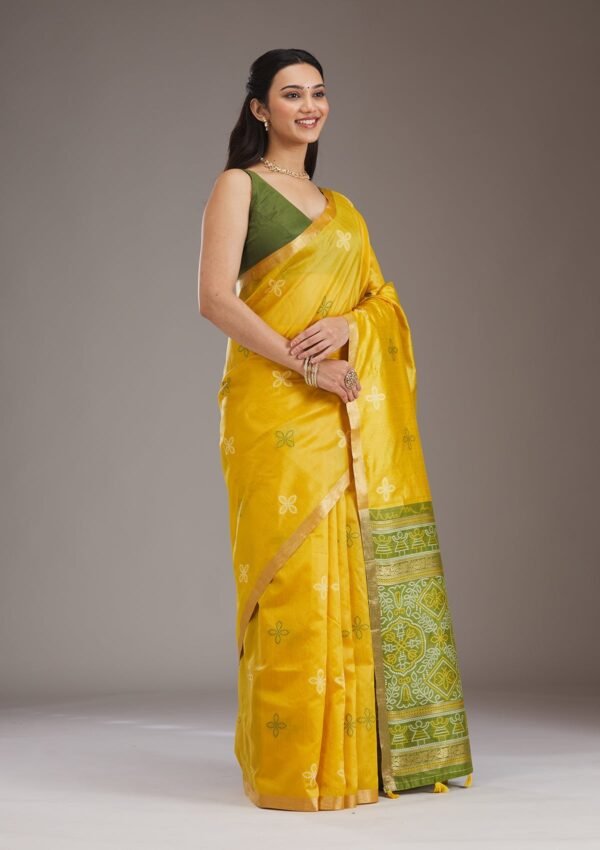 Elegant Mustard Tissue Saree with Intricate Zariwork - Image 6