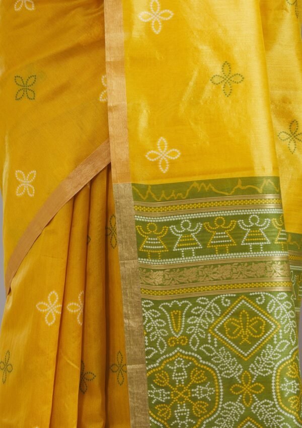 Elegant Mustard Tissue Saree with Intricate Zariwork - Image 7