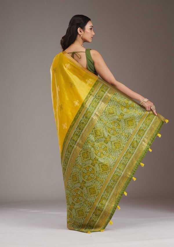 Elegant Mustard Tissue Saree with Intricate Zariwork - Image 2