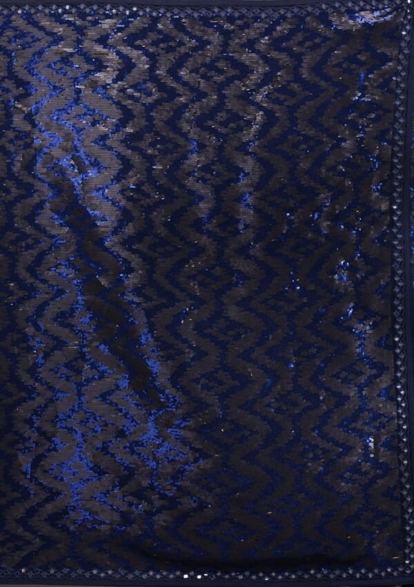 Stunning Navy Blue Georgette Saree Embellished with Glittering Sequins - Image 8
