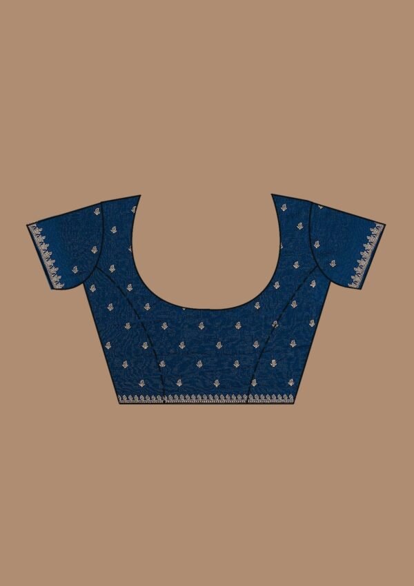 Elegant Navy Blue Soft Silk Saree with Exquisite Zari Work - Image 10